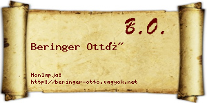 Beringer Ottó névjegykártya